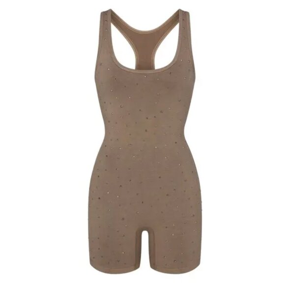 SKIMS size L Outdoor Rhinestone Onesie Romper One Piece Bodysuit Desert - Picture 4 of 7